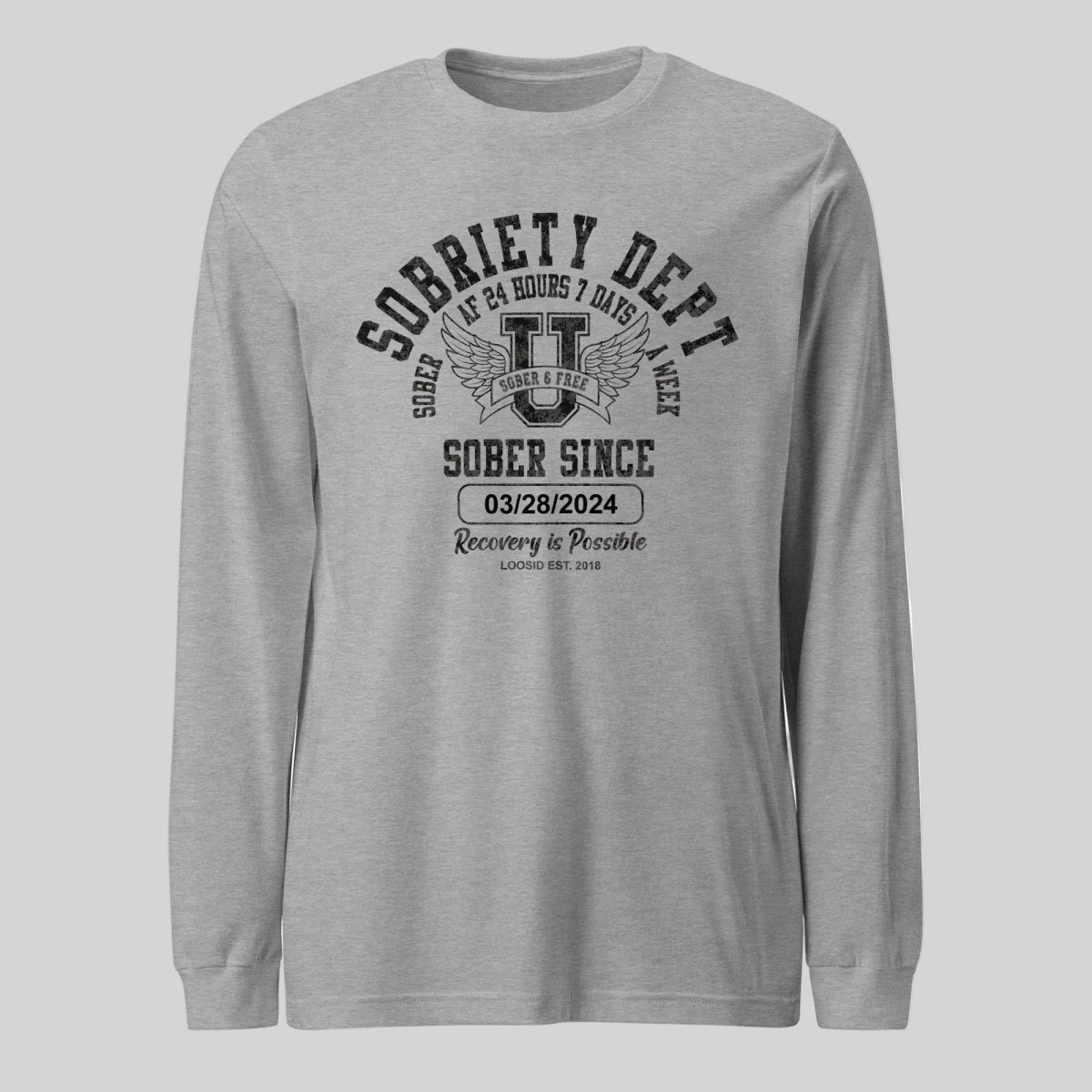 Sobriety Dept 24 7 Long Sleeve Sober T Shirt side view (view 26)