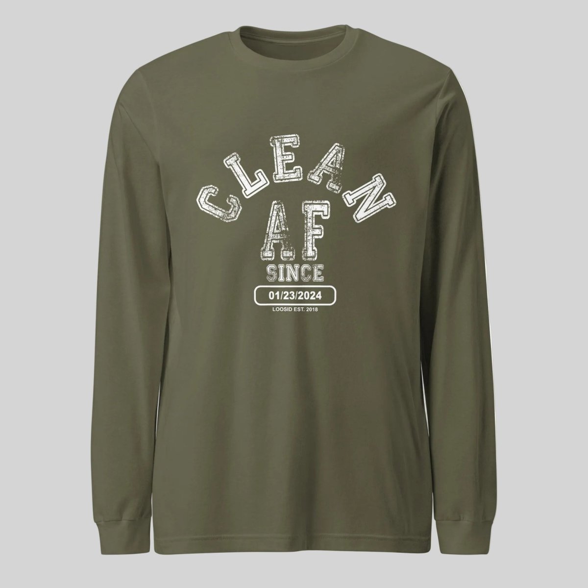 Clean AF Since Long Sleeve Sober T Shirt lifestyle view (view 15)