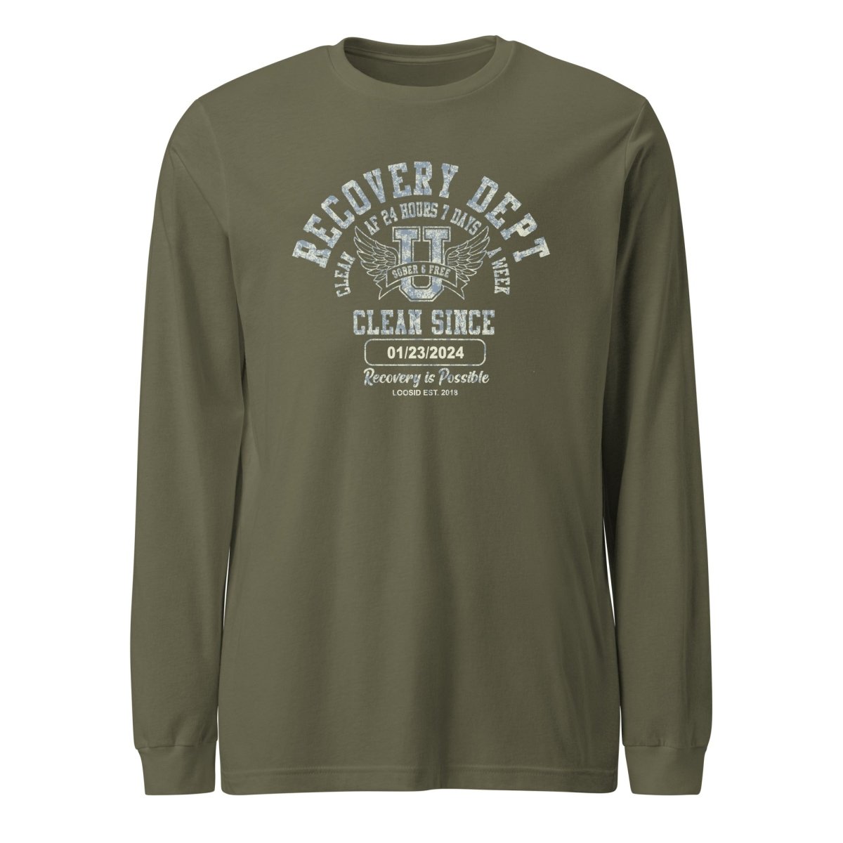 Recovery Dept Clean AF 24 7 Long Sleeve Sober T Shirt lifestyle view (view 15)