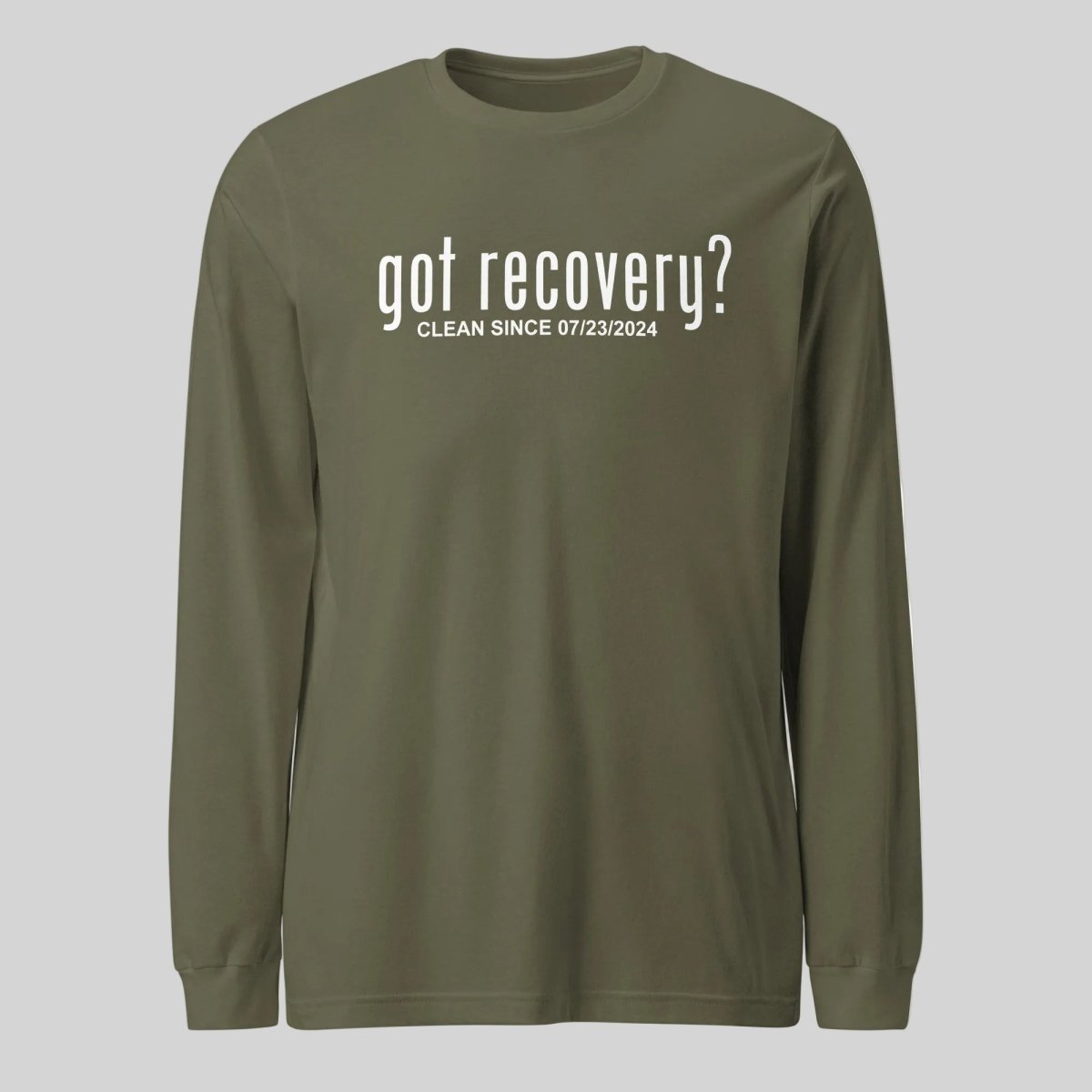 Long Sleeve Clean Sober T Shirt flat lay styled image (view 23)