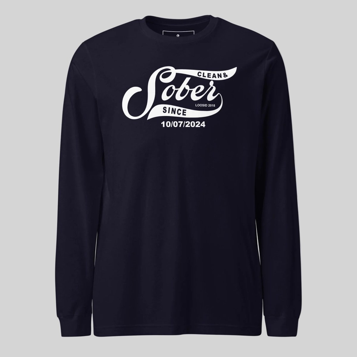 Sober Since Long Sleeve w Custom Sobriety Date Sober T Shirt lifestyle view (view 15)