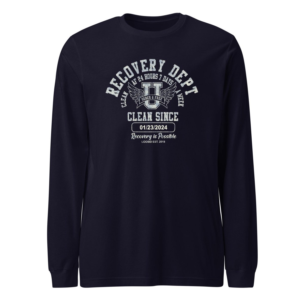 Recovery Dept 24 7 Long Sleeve Sober T Shirt back view (view 7)