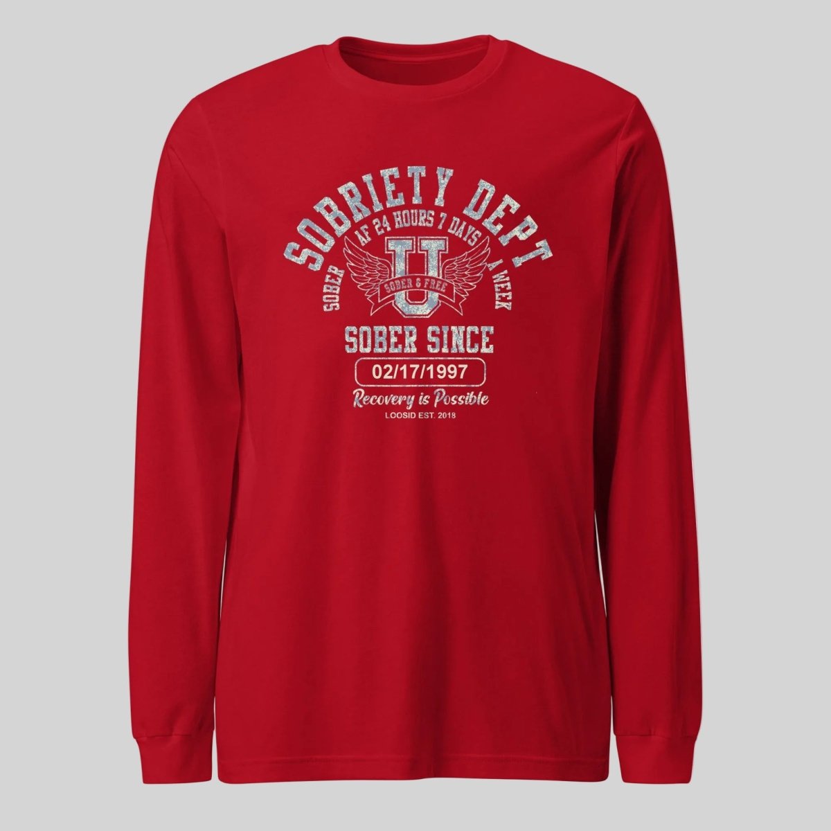 Sobriety Dept 24 7 Long Sleeve Sober T Shirt graphic detail (view 14)