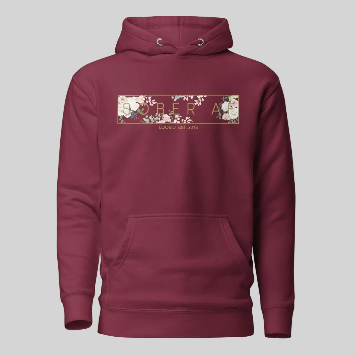 Sober AF Flower Recovery Hoodie close-up view (view 12)