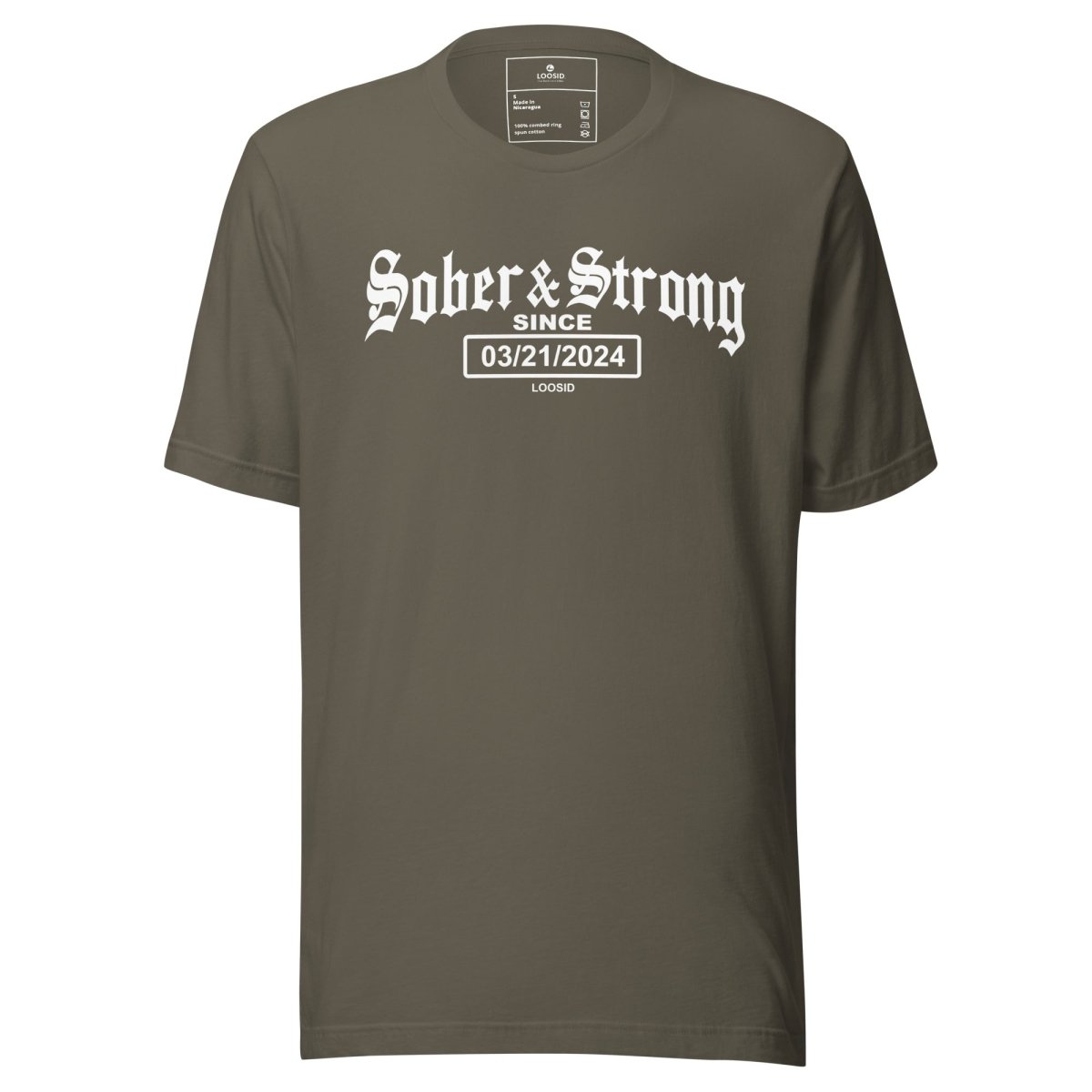Old School Sober & Strong Sober T Shirt side view (view 6)