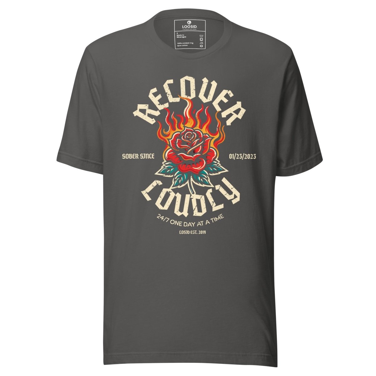 Recover Loudly Sober T Shirt graphic detail (view 14)