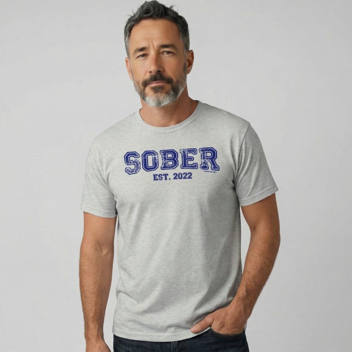 Sober Est. Year w Personalized Sobriety Year Sober T Shirt back view (view 7)