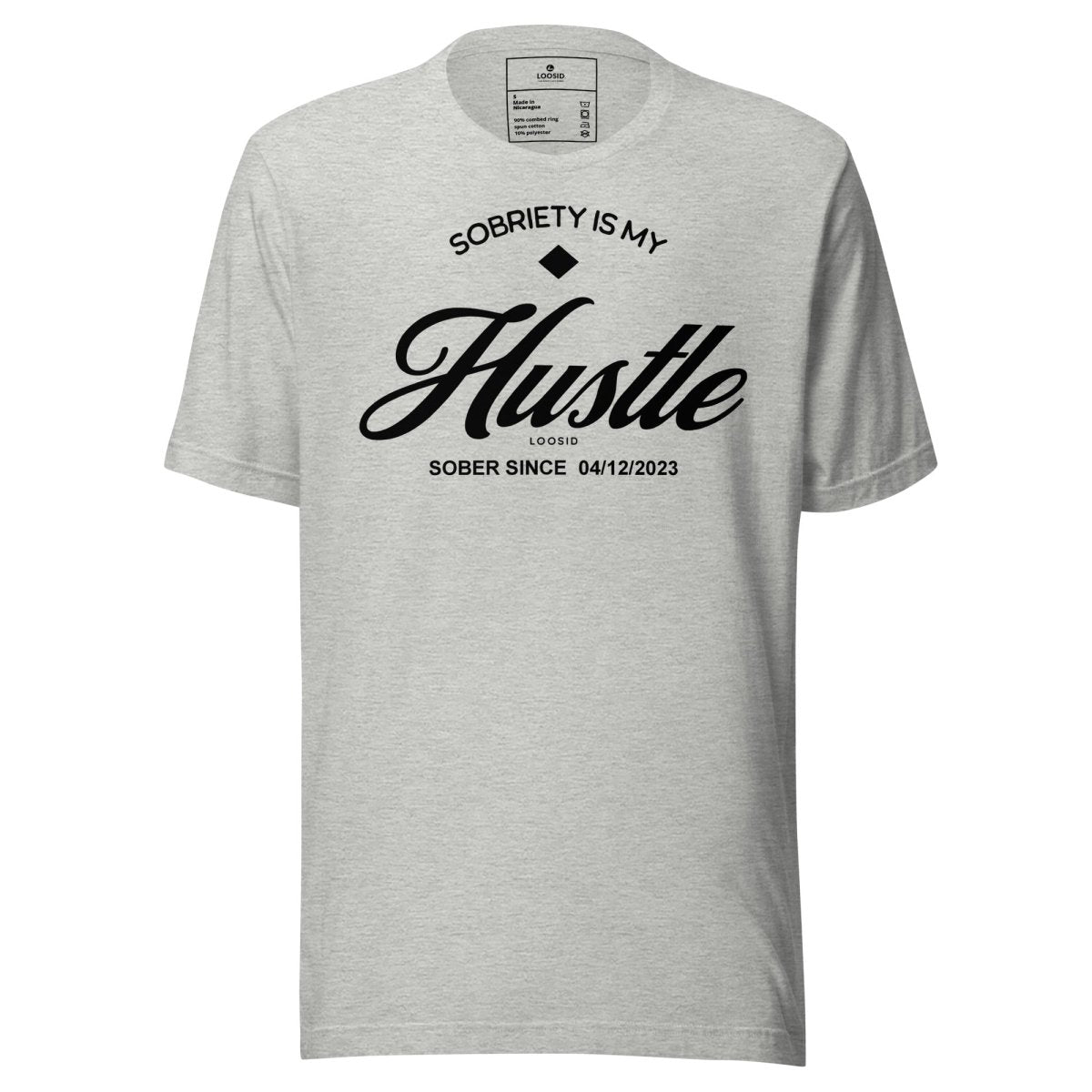 Hustle Men's Relaxed w Personalize Sober Date Sober T Shirt packaging detail (view 8)
