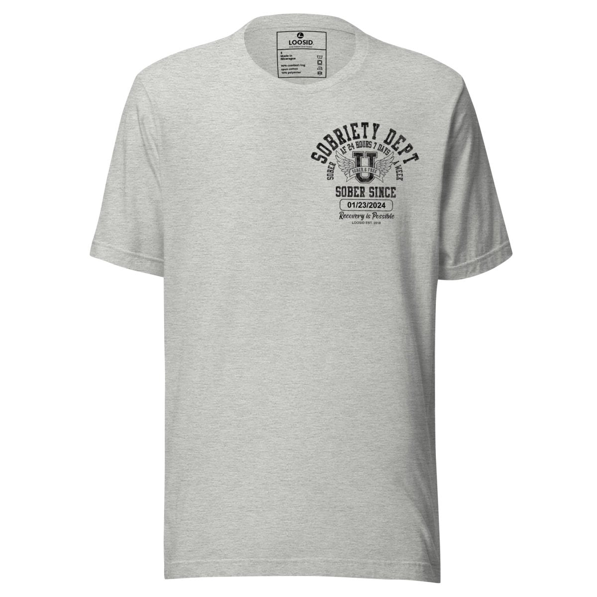 Sobriety Dept 24 7 Sober T Shirt close-up view (view 12)