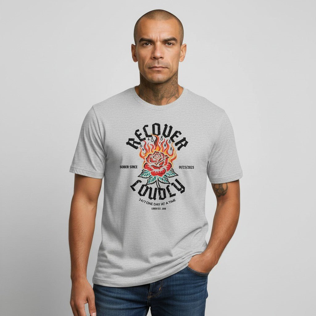 Recover Loudly Sober T Shirt back view (view 7)