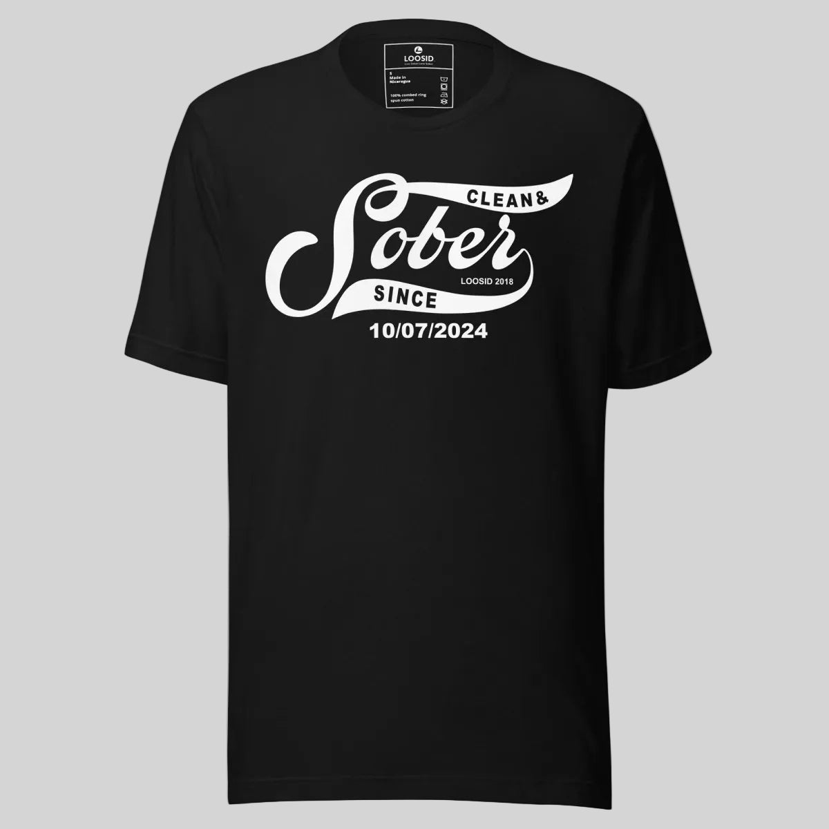 Sober Since Sober T Shirt flat lay styled image (view 3)