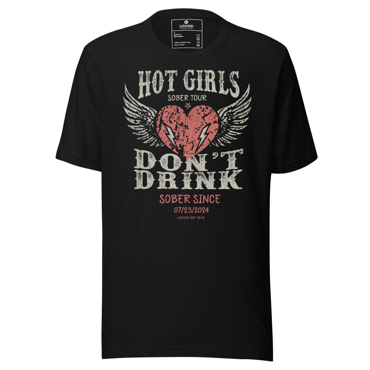Hot Girls Sober T Shirt flat lay styled image (view 3)