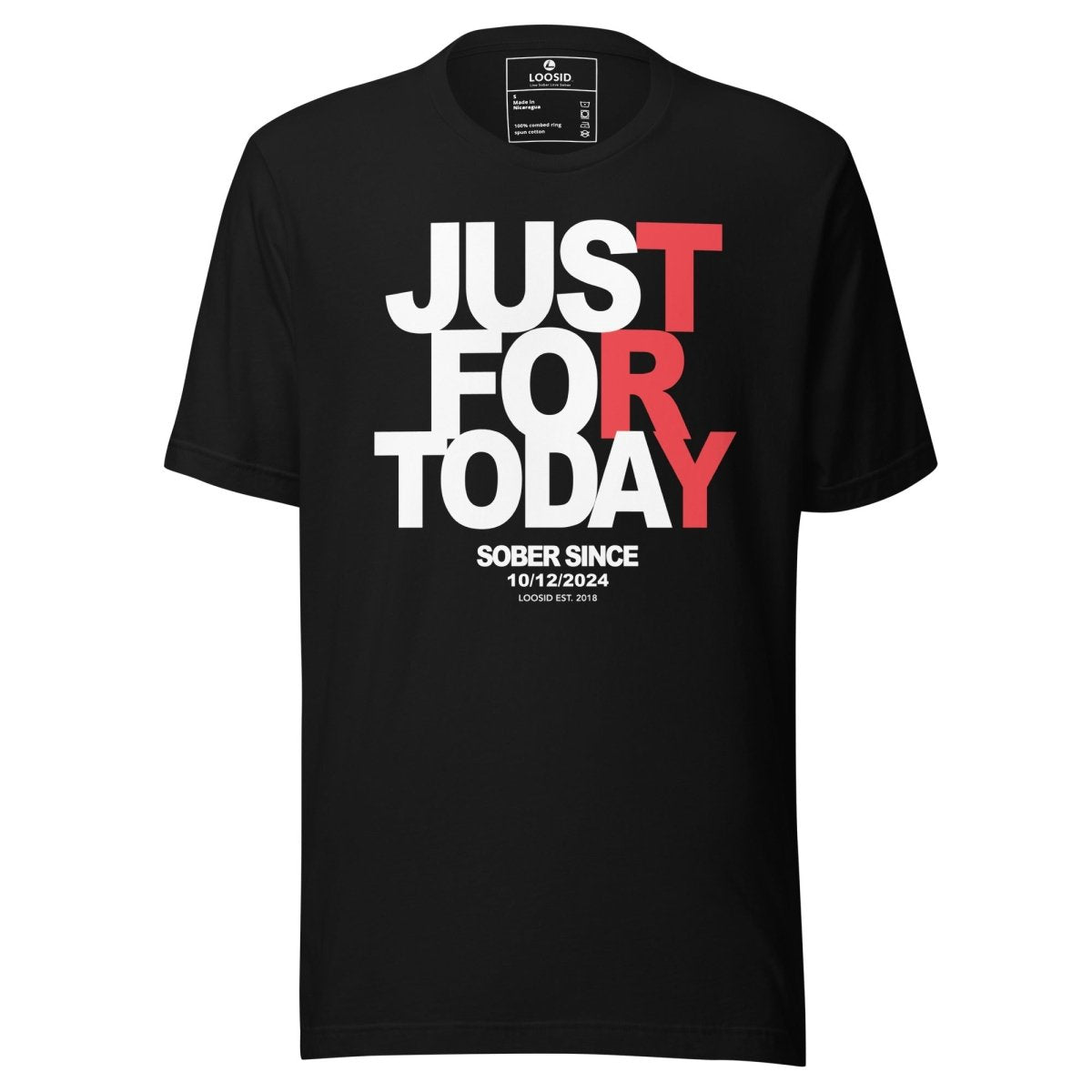 Just Try For Today Sober T Shirt flat lay styled image (view 3)