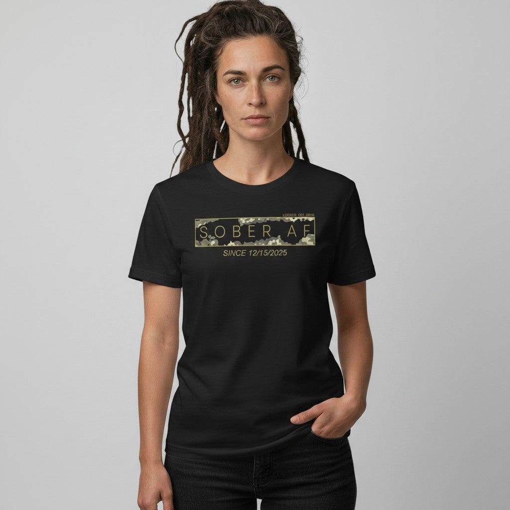 Sober AF Sober T Shirt flat lay styled image (view 3)