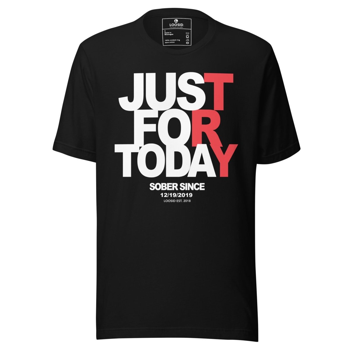 Just For today Sober T Shirt close-up view (view 2)