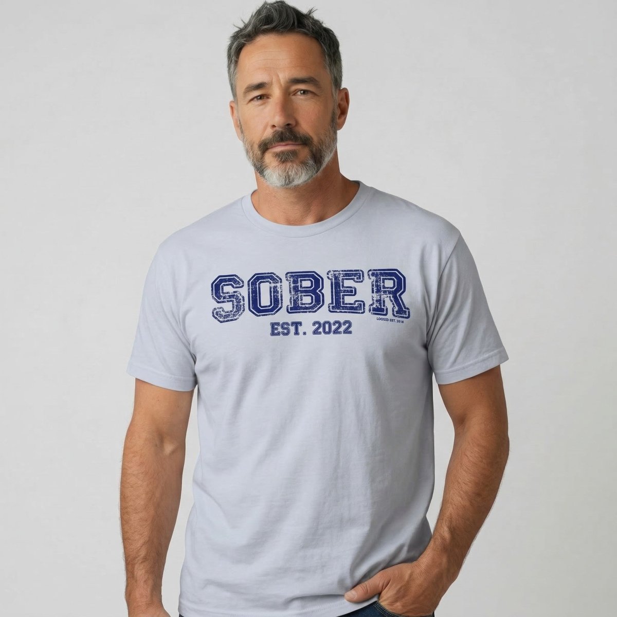 Sober Est. Year w Personalized Sobriety Year Sober T Shirt side view (view 16)