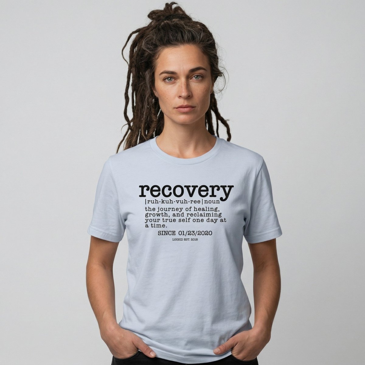 Recovery definition women Sober T Shirt flat lay styled image (view 13)