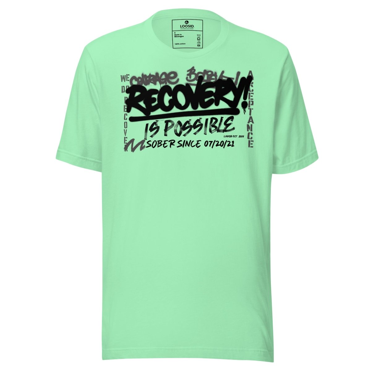 Recovery Is Possible Sober T Shirt close-up view (view 12)