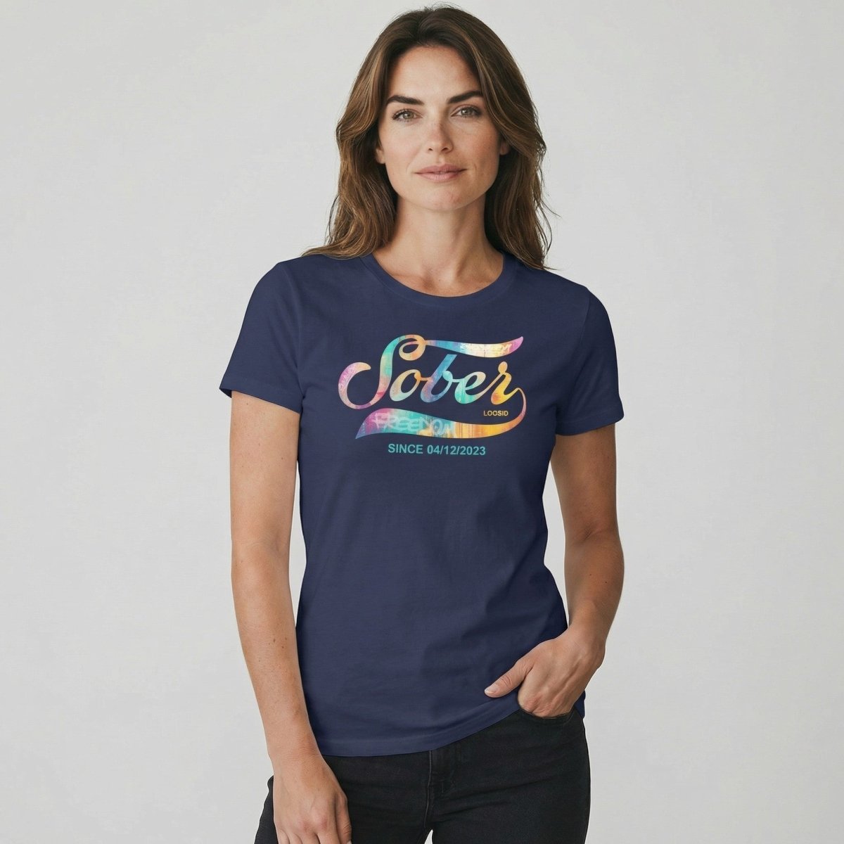 Recovery Sober Since Sober Sober T Shirt back view (view 7)