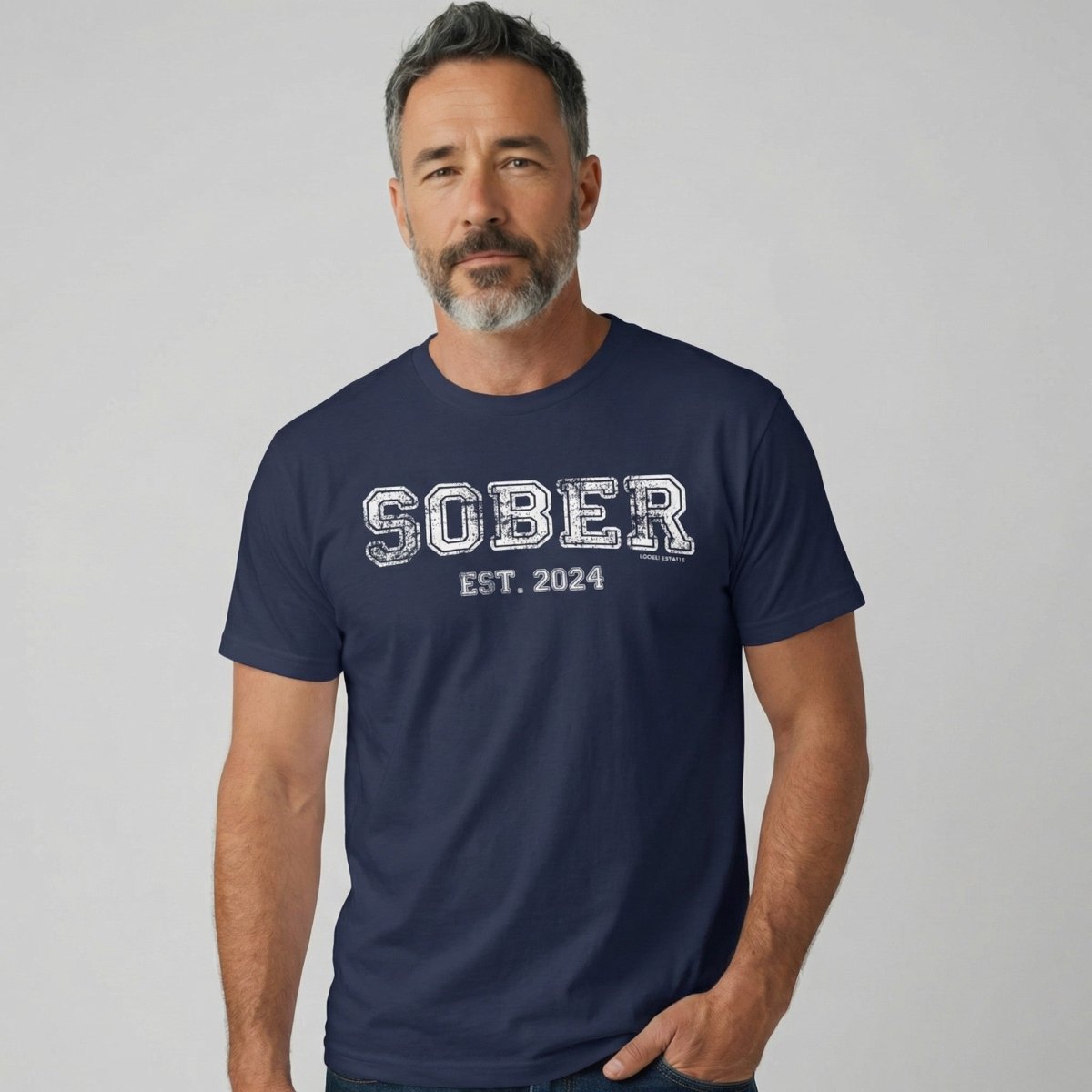 Sober Est. Year w Personalized Sobriety Year Sober T Shirt close-up view (view 22)