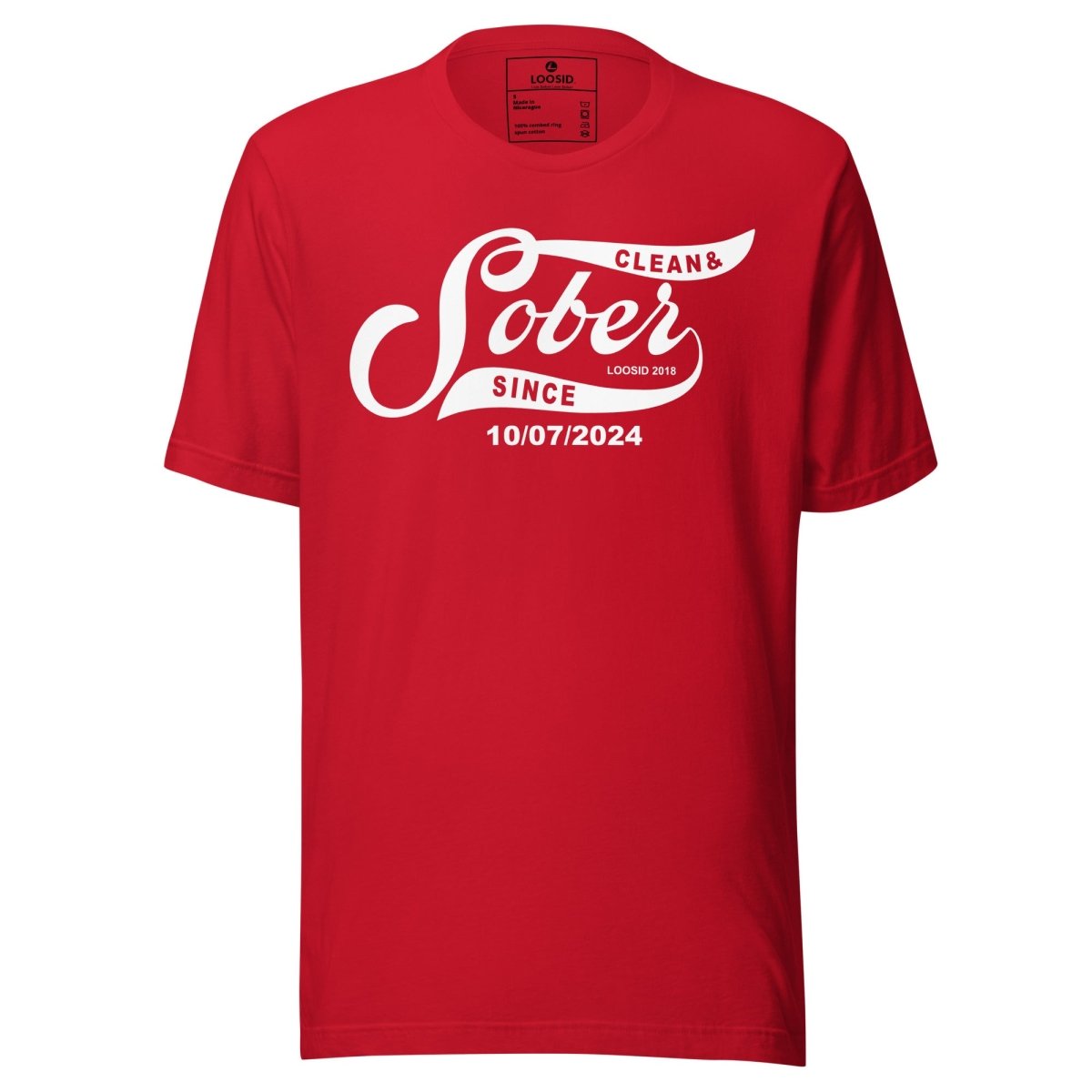 Sober Since Sober T Shirt flat lay styled image (view 13)