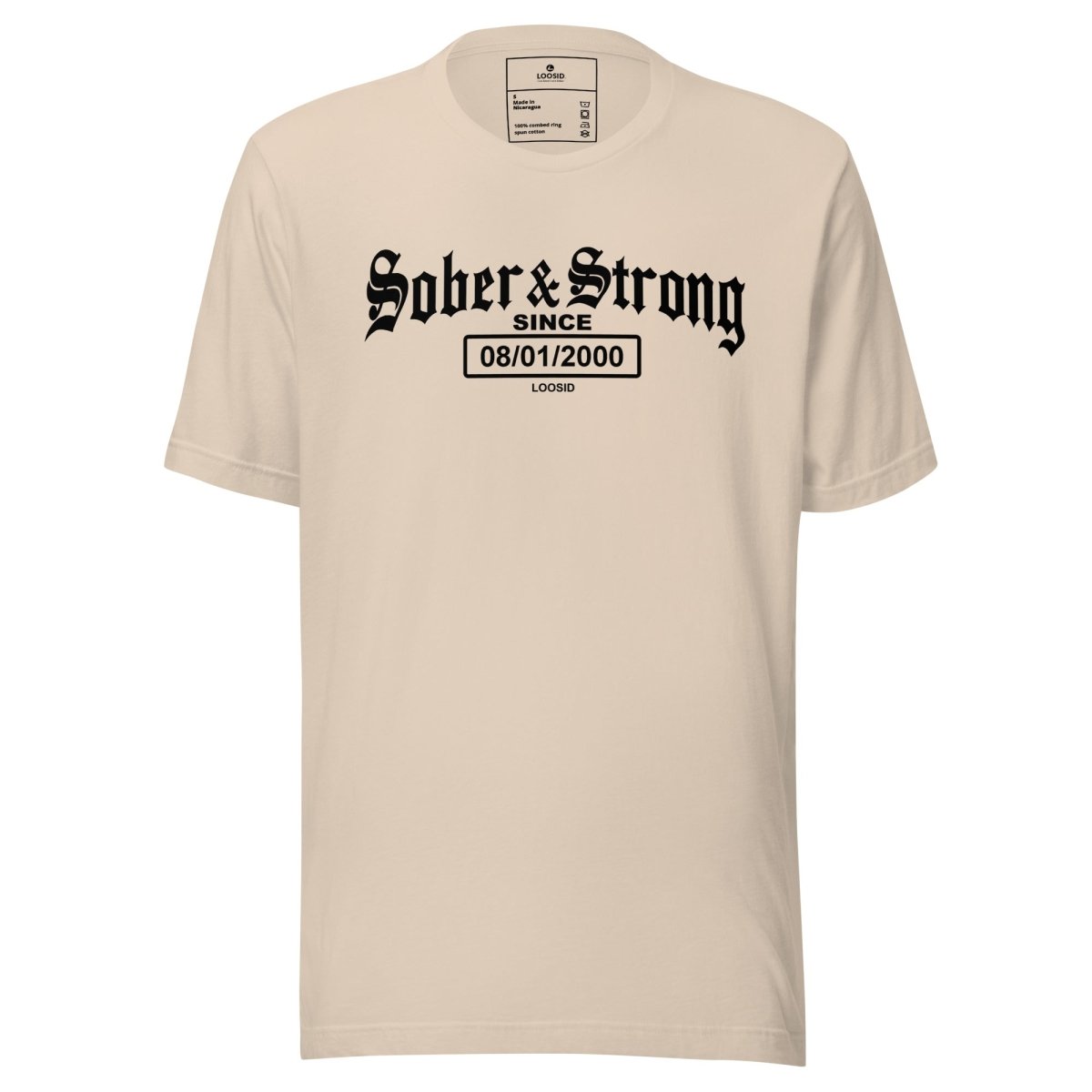 Old School Sober & Strong Sober T Shirt back view (view 27)
