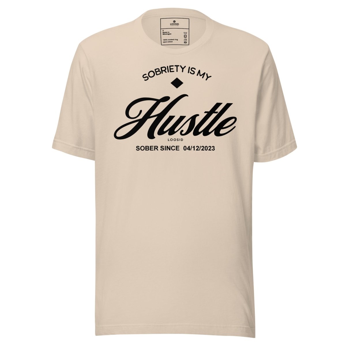 Hustle Men's Relaxed w Personalize Sober Date Sober T Shirt featuring the design (view 11)