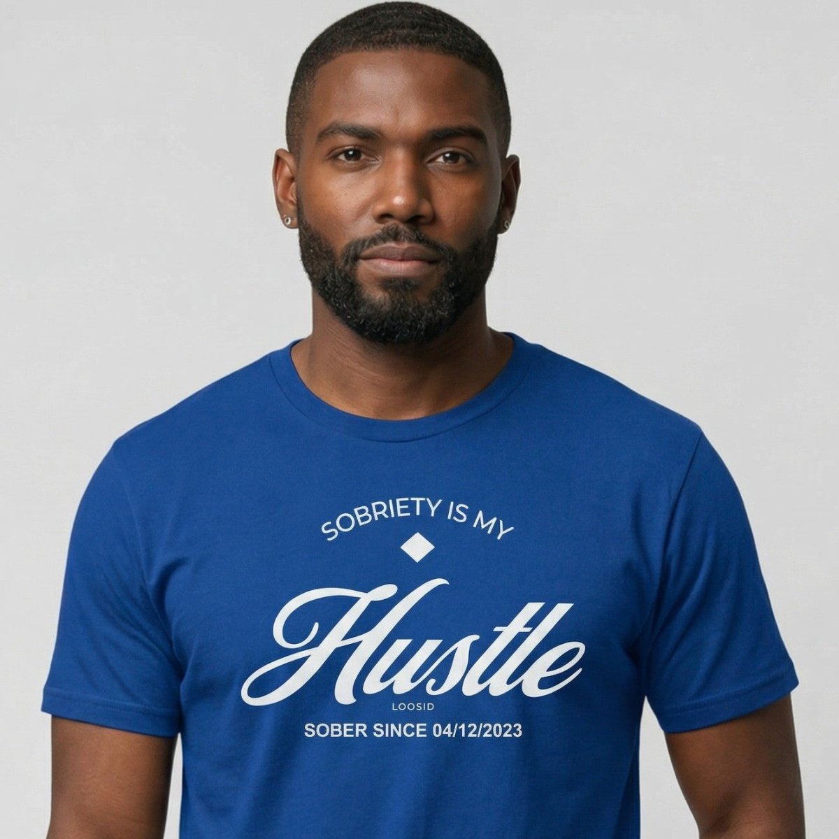 Hustle Men's Relaxed w Personalize Sober Date Sober T Shirt featuring the design (view 21)