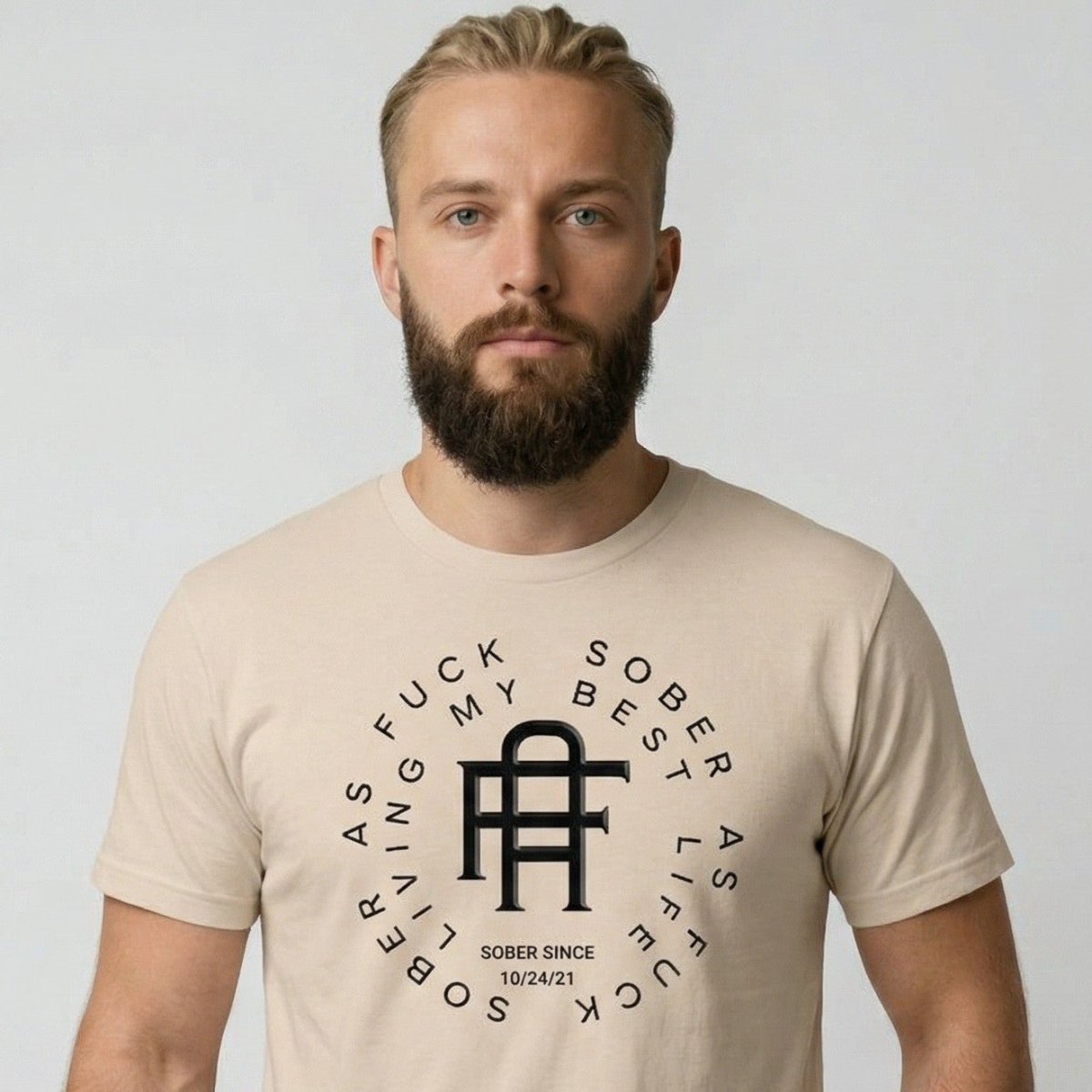 Living My Best Life Sober T Shirt close-up view (view 2)