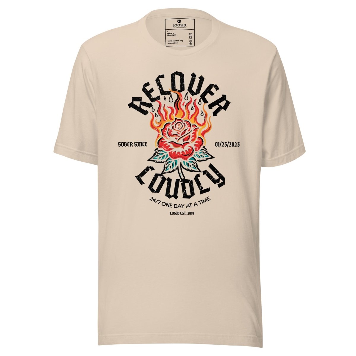 Recover Loudly Sober T Shirt packaging detail (view 8)