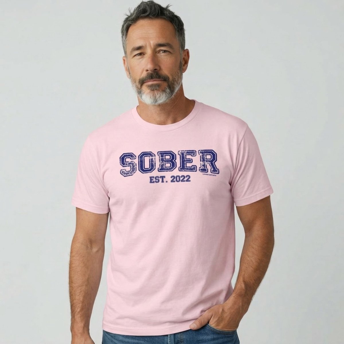 Sober Est. Year w Personalized Sobriety Year Sober T Shirt flat lay styled image (view 13)