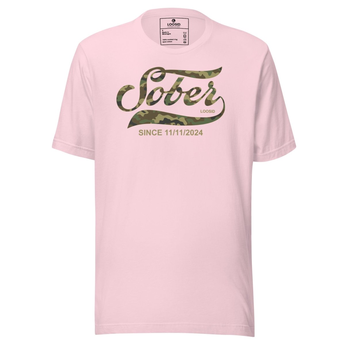 Sober Since Camo Sober T Shirt back view (view 17)