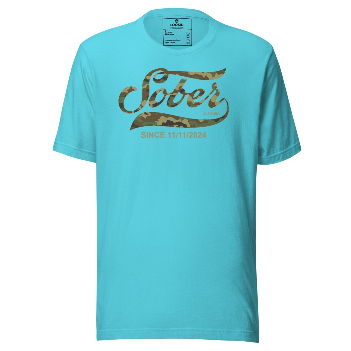 Sober Since Camo Sober T Shirt featuring the design (view 11)