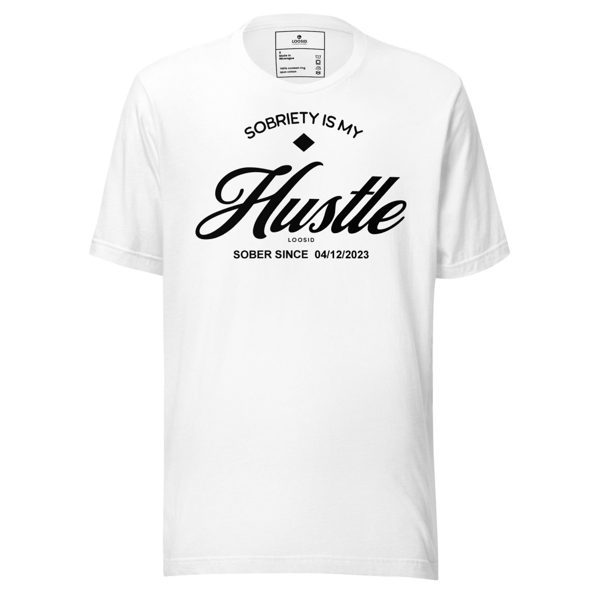 Hustle Men's Relaxed w Personalize Sober Date Sober T Shirt graphic detail (view 14)