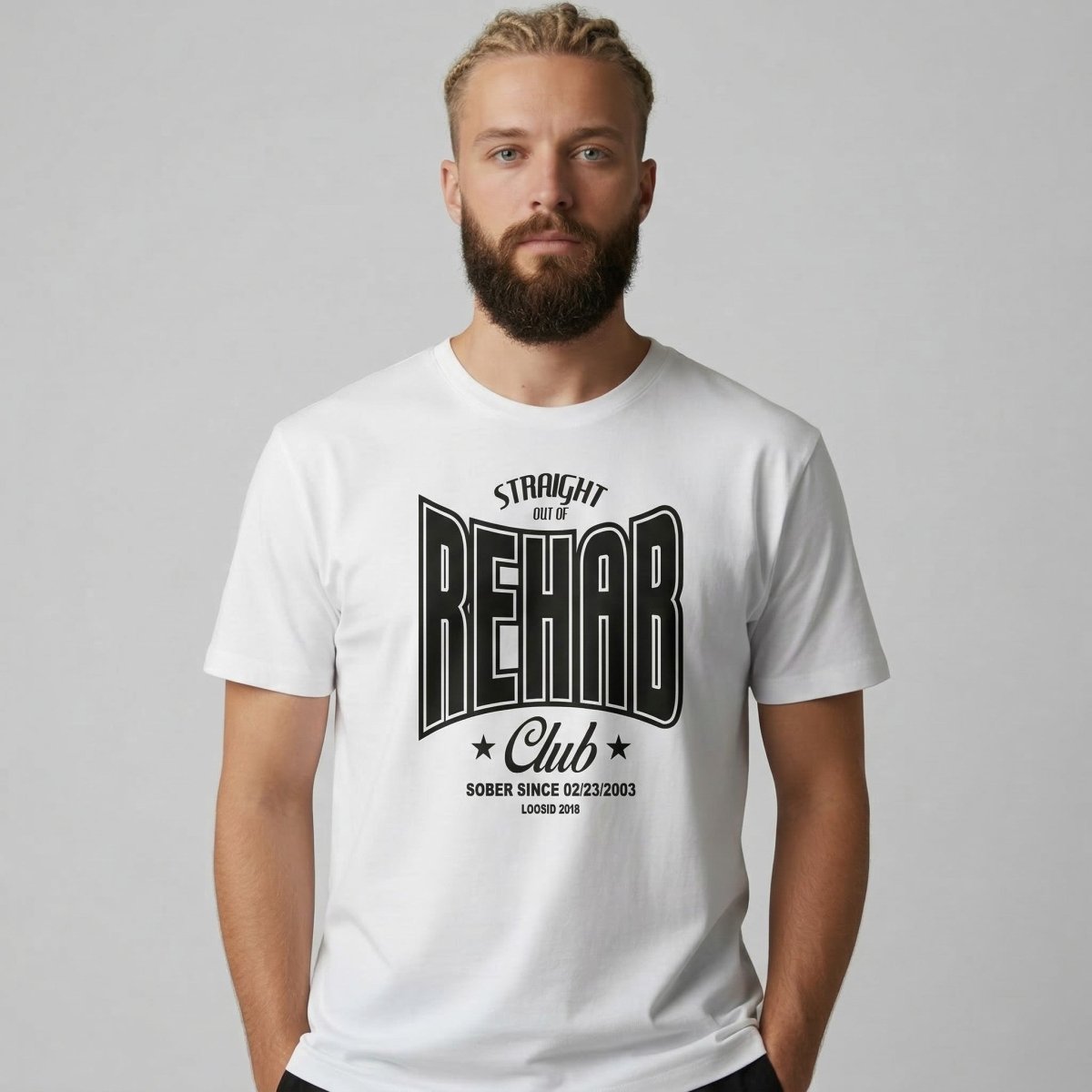 Rehab Sober T Shirt flat lay styled image (view 13)