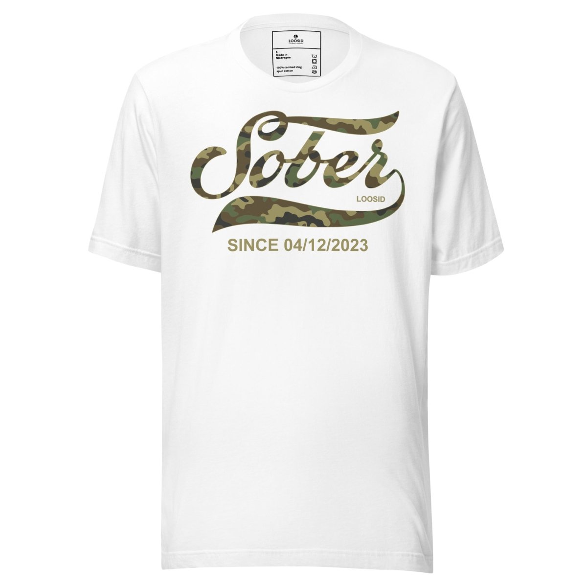 Sober Since Camo Sober T Shirt lifestyle view (view 5)