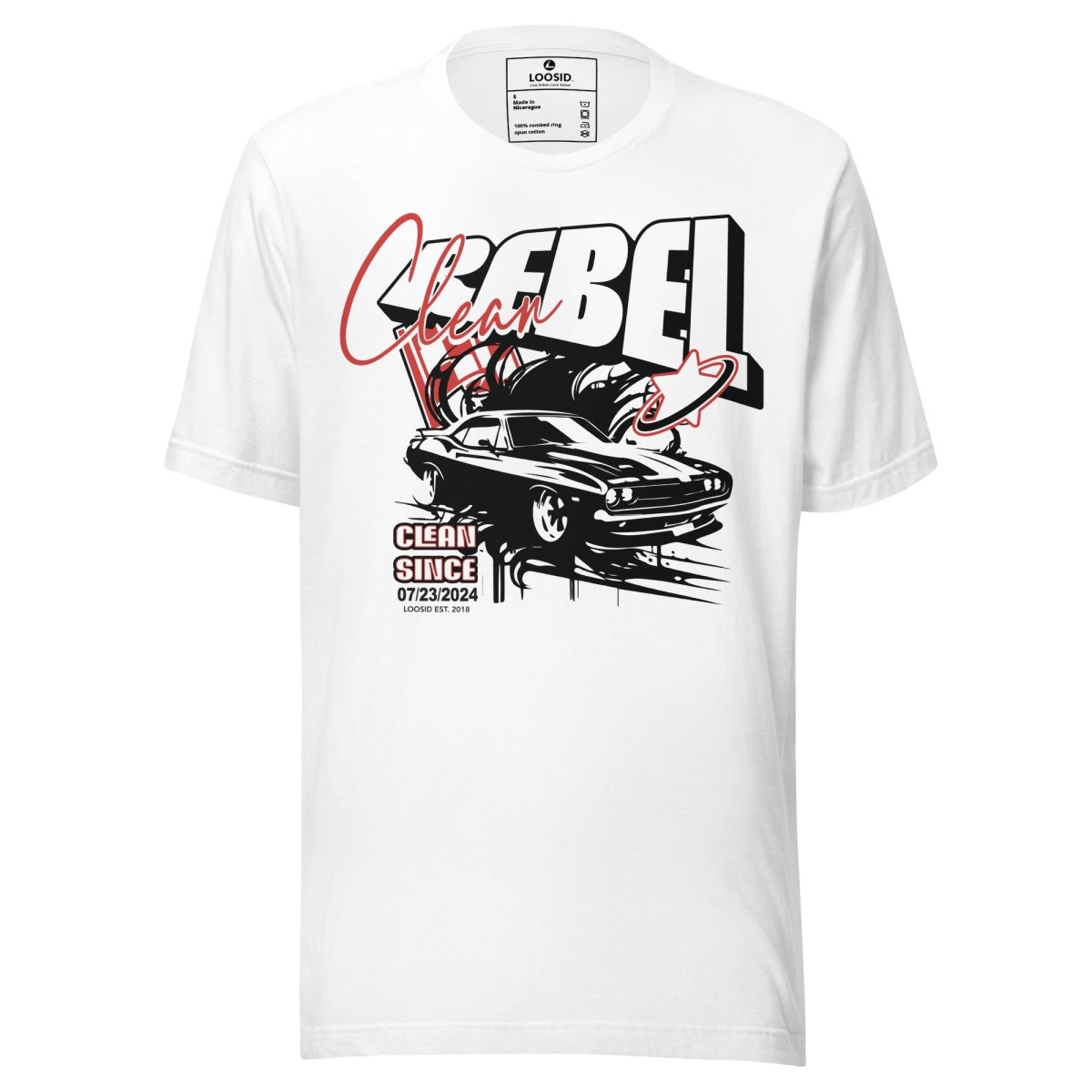 Clean Rebel Sober T Shirt flat lay styled image (view 3)