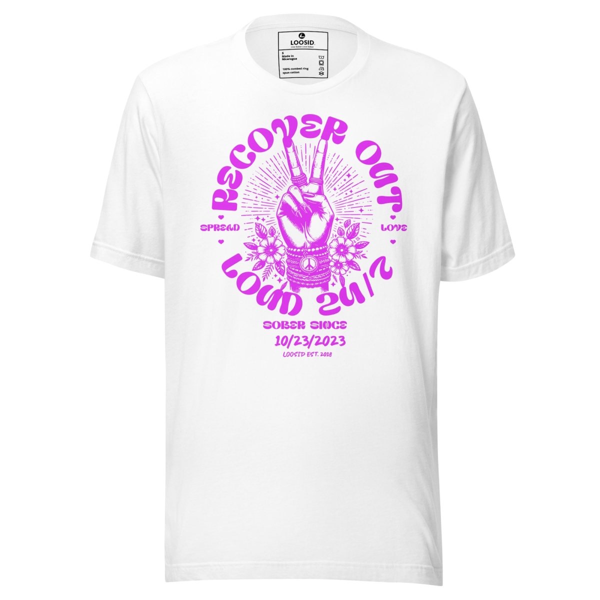 Recover Out Loud Sober T Shirt close-up view (view 12)