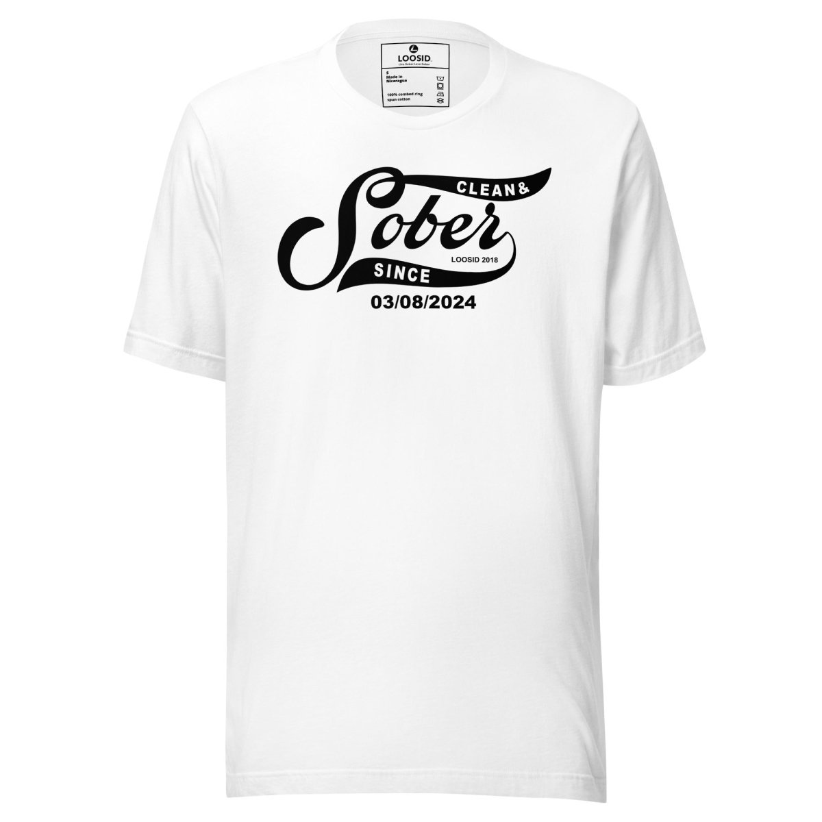 Sober Since Sober T Shirt close-up view (view 2)