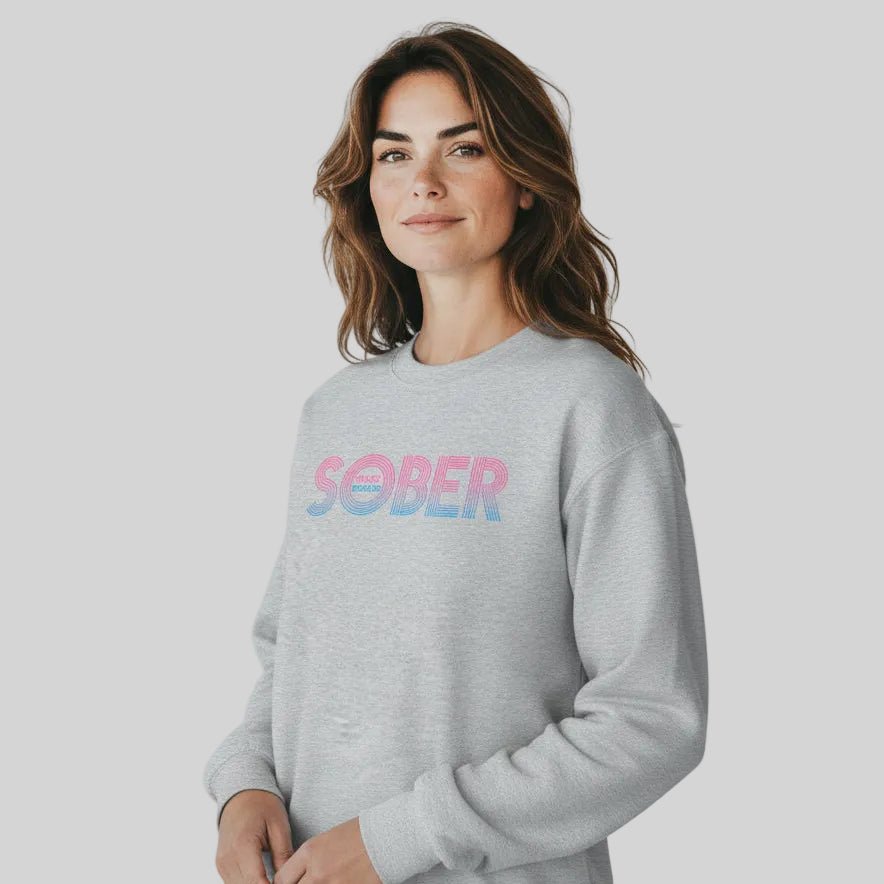 Retro Sobriety Date Sweatshirt Personalized Sober Date Recovery Hoodie graphic detail (view 24)