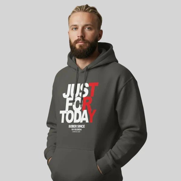 Just For Today Custom Sobriety Date Recovery Hoodie side view (view 16)