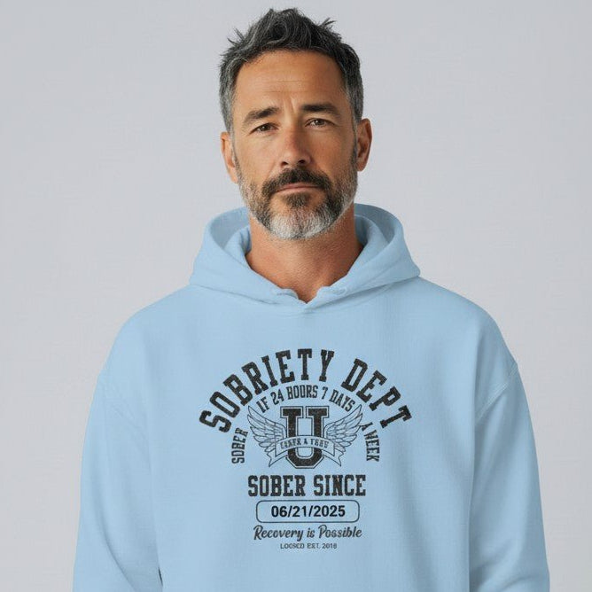 Sobriety Dept Recovery Hoodie close-up view (view 32)
