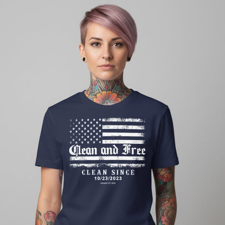 Clean and Free Sober T Shirt back view (view 7)