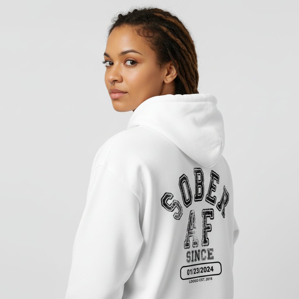 Sober AF Recovery Hoodie lifestyle view (view 35)