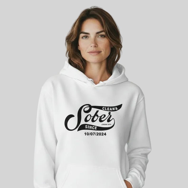 Sober Since Recovery Hoodie back view (view 37)