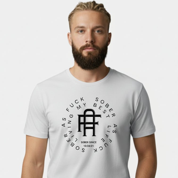 Living My Best Life Sober T Shirt lifestyle view (view 15)
