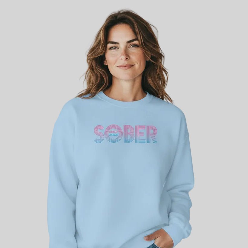 Retro Sobriety Date Sweatshirt Personalized Sober Date Recovery Hoodie side view (view 26)