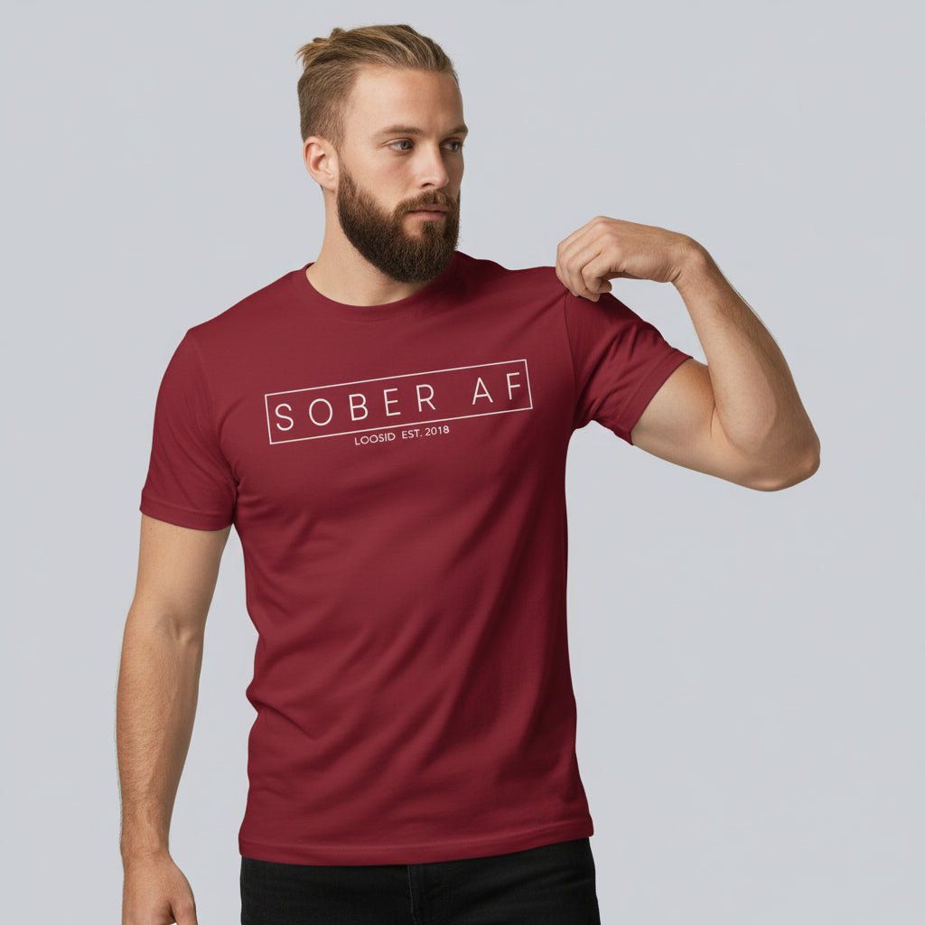 Sober AF Men's Tee for Strength and Recovery Sober T Shirt side view (view 6)