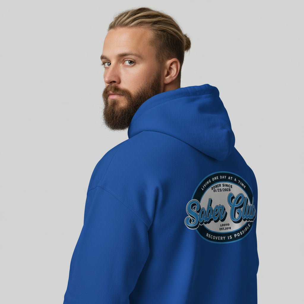 Sober Club Badge Recovery Hoodie side view (view 26)