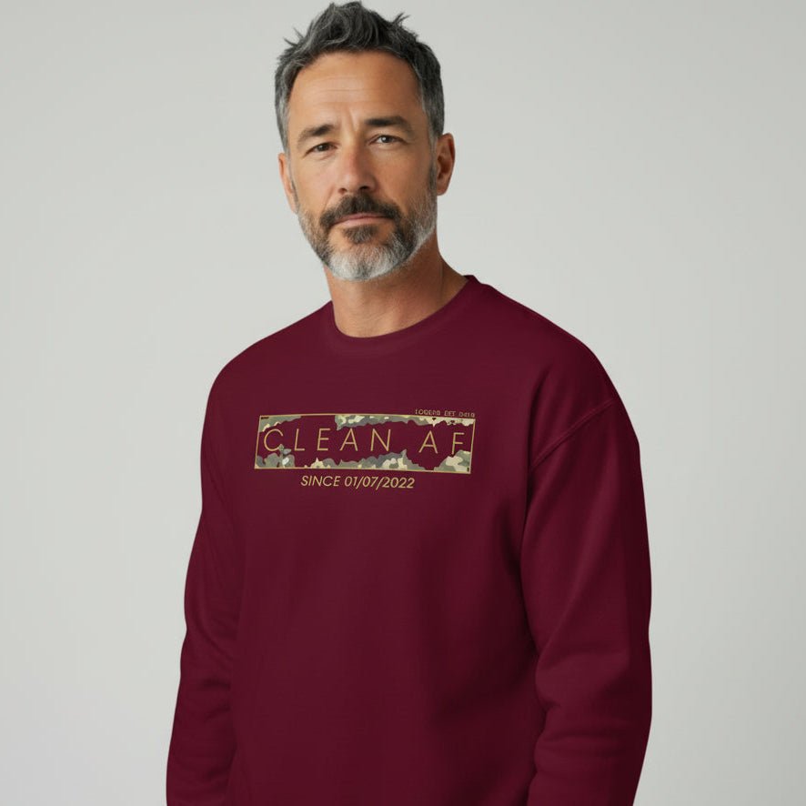 Clean AF Camo Long Sleeve Sober T Shirt graphic detail (view 14)